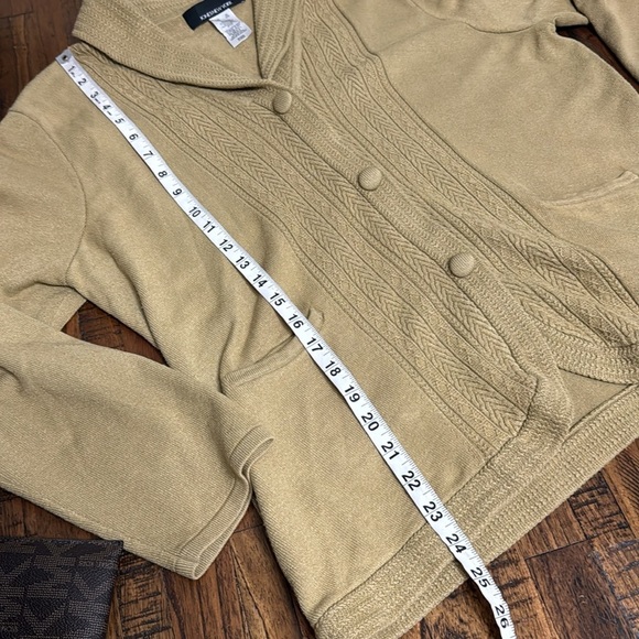 Yellow cardigan, cable knit, snap buttons and front pockets size XL Vintage - Picture 7 of 9